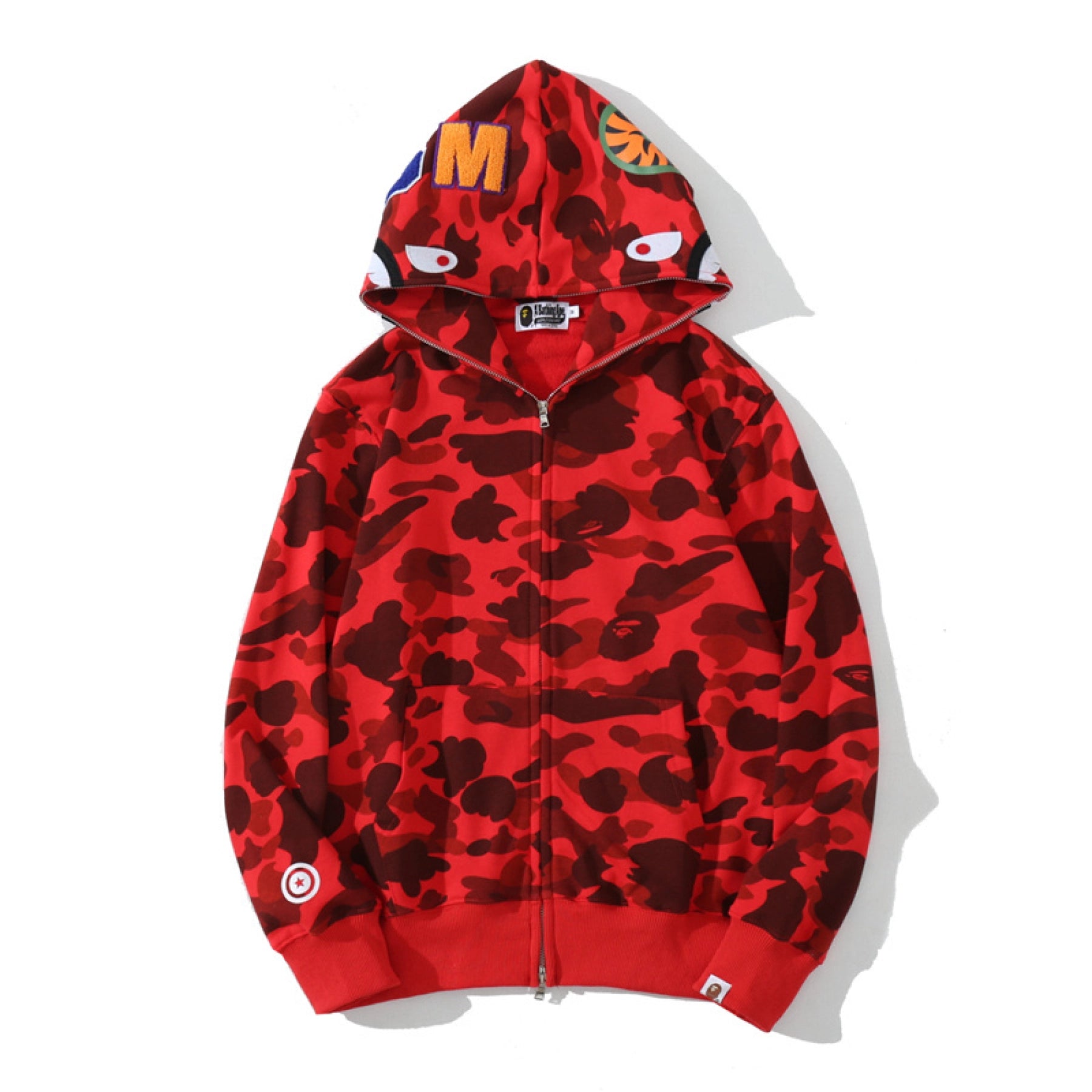 BAPE Camo Shark Zip Hoodie Red