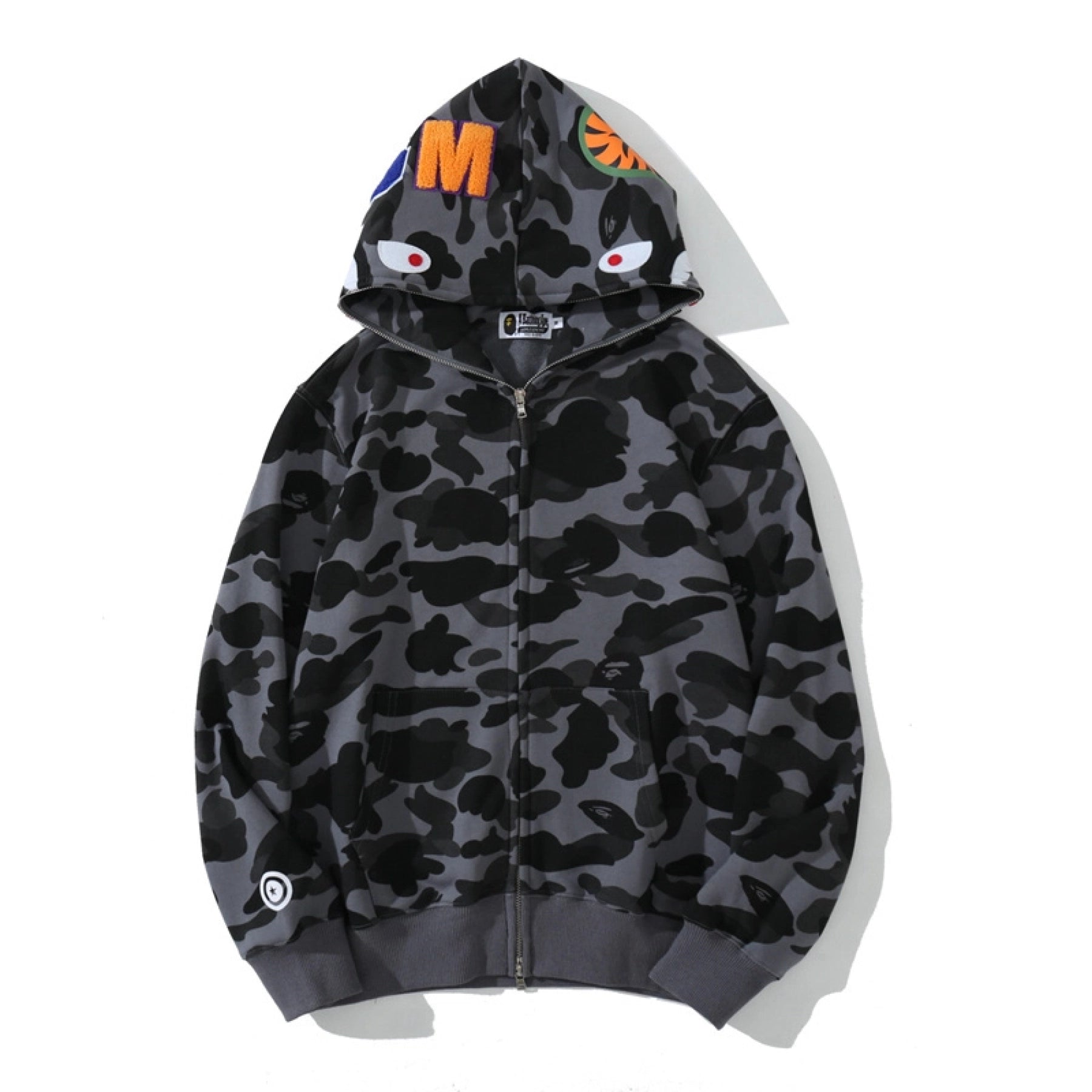 BAPE Camo Shark Zip Hoodie Black
