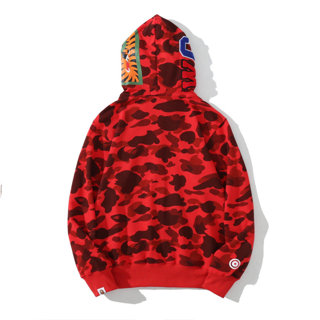 BAPE Camo Shark Zip Hoodie Red